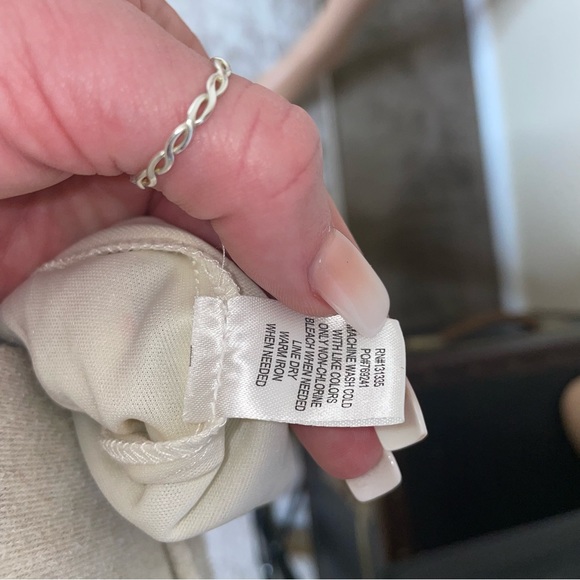 Socialite Strapless Tie Back dress Cream, Navy 100% cotton SZ SM lined - Picture 6 of 9